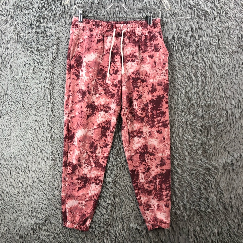 Under Armour Sweatpants Womens Small Rival Terry Printed Joggers Pink Camo